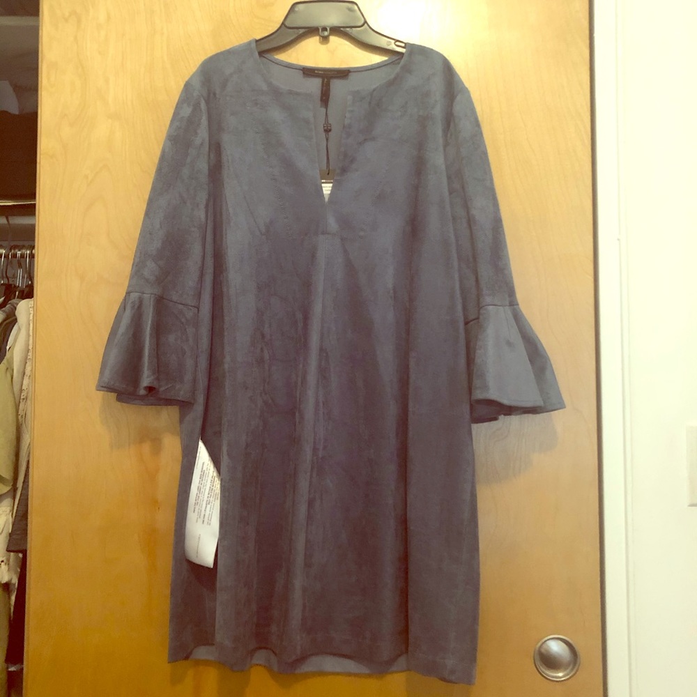 BCBG faux suede blue dress